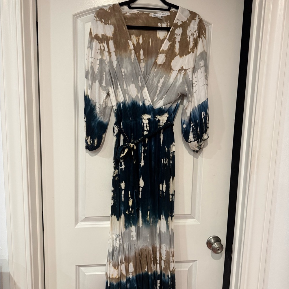 Young Fabulous & Broke Tie-Dye Maxi Dress in Blue and Brown